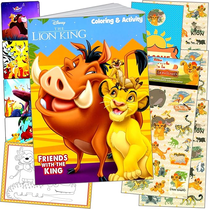 Bendon Lion King Coloring Book Stickers Activity Set with Lion King Sticker Sheets, Reward Stickers, and More