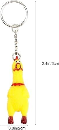 1Pc Rubber Shrilling Mini Squeeze Screaming Chicken Keychain,Gags and Practical Joke Pendant Keychain Prank Car Key Chain Novelty for Bags Keys Phones Keyrings,Keychains for Men,Yellow