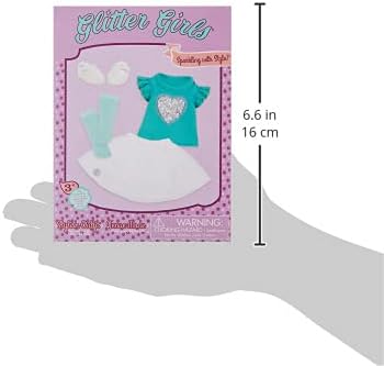 Glitter Girls – 14-Inch Doll Clothes – Sparkling with Style Glittery Top and Skirt Regular Outfit - Doll Top & Skirt, Green White - 3+ Years