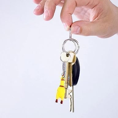 1Pc Rubber Shrilling Mini Squeeze Screaming Chicken Keychain,Gags and Practical Joke Pendant Keychain Prank Car Key Chain Novelty for Bags Keys Phones Keyrings,Keychains for Men,Yellow