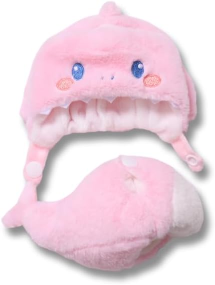 Cute Pink Shark Doll Clothes for 17cm Plush Pendants - Fluffy 2-Piece Outfit with Shark Hood & Tail Body, Kawaii Animal Costume Compatible with Vinyl Face Art Toys (No Doll)(Style O)