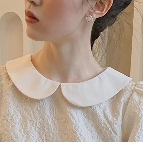 Shinywear Ruffles Turtle Neck False Shirt Collar Lace Crystal Pearls Decorative Dicky Choker Detachable Doll Lapel Blouse