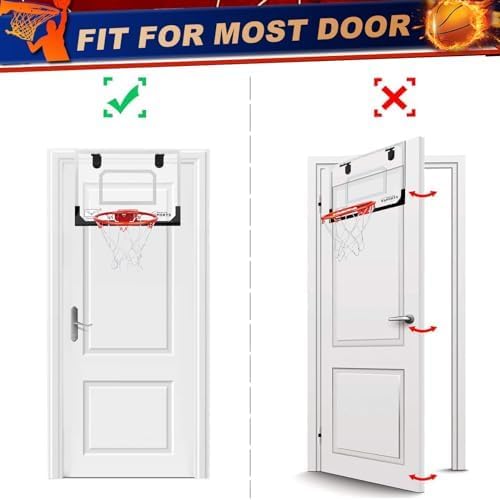 Larger 17" x 12" Indoor Basketball Hoop With 9" Boost Dunk Rim for Kids Adults, Over The Door Hoop 4 Balls, Wall Mount Hoops for Yard Outdoor Shatterproof Backboard- Stocking Stuffer Gift for Boy Teen