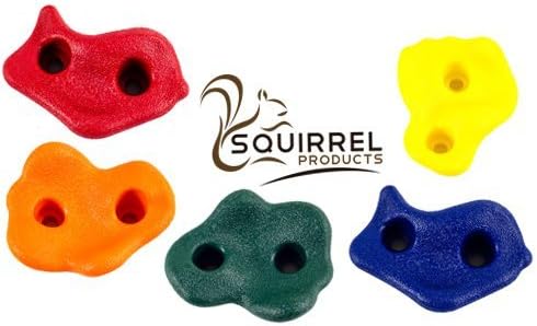 Squirrel Products Rock Climbing Holds for Kids, Deluxe Extra Large Climbing Rocks with Mounting Hardware - DIY Rock Wall Indoor & Outdoor Playground Accessories Wall Climbing Kit - Ages 3+