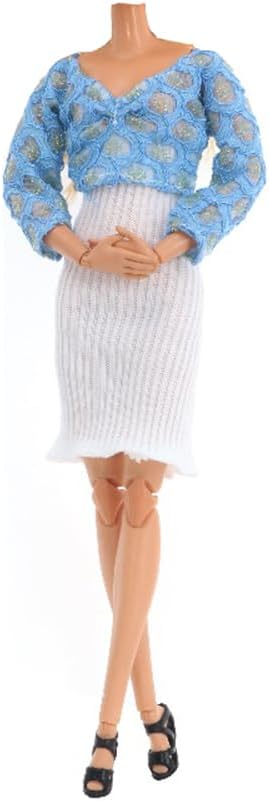Doll Clothes, 5 Sets Fashion Outfits Autumn Dresses Spring Clothes Sweater Pants Shoes Socks Bag for 29cm Dolls Accessories Baby Gifts Random Style (B)