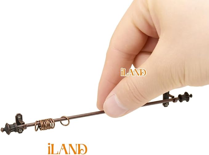 iLAND Miniature Dollhouse Accessories on 1/12 Scale, Dollhouse Decor of Mini Curtain Rods, with Antique Crown Finial (Premium Bronze)
