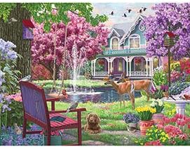 Bits and Pieces - Value Set of Three (3) - 300 Piece Jigsaw Puzzles for Adults - Large Piece 300 pc Colorful Nature Jigsaws Bundle by Artist Iris Sage - 18” x 24”