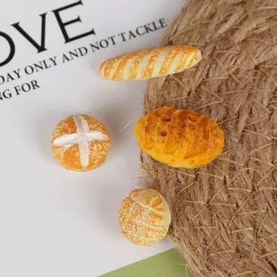 8 Pcs 1/12 Miniature Bread Set, Miniature Bread Dollhouse Decoration Accessories Resin Mix Bakery Bread Mini House Food Decoration Accessories Dollhouse Décor