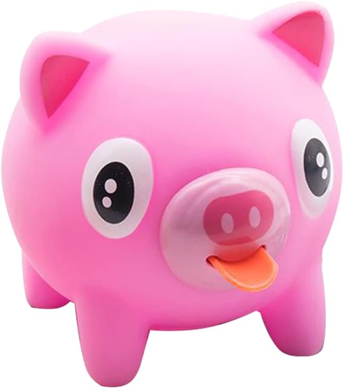 LUOZZY Stick Out Tongue Talking Toys Stress Anxiety Relief Pig Toy Party Favor Class Desk Decorations (Pink)