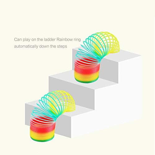 Rainbow Coil Magic Spring Toy,Colorful Rainbow Neon Plastic Spring Toy Party Supplies for Boys Girls Gift Toys,Easter,Halloween 4 x 4 inch