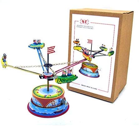 Charmgle Funny Wind-Up Rotating Spaceship Game Tin Toys Amusement Park Theme Novelty Christmas Party Favors