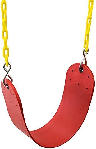 Squirrel Products Heavy Duty Swing Seat - Swing Set Accessories Swing Seat Replacement and Carabiners for Easy Install - Red