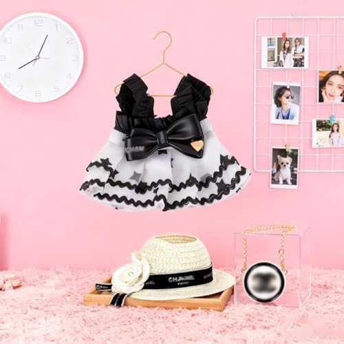 Doll Clothing Set (No Doll), Cute Cropped Straw Hat, Crossbody Bag, Dress, Suitable for 15-17cm Dolls, Outfit Accessory Set for Unique Styling (Black-A)