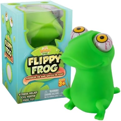 IPIDIPI TOYS Flippy Frog Squishy Eye Popping - Easter Basket Stuffers - Fun Fidget Sensory Squeeze Toy, Birthday Party Favors, Goodie Bag Stuffers for Boys and Girls