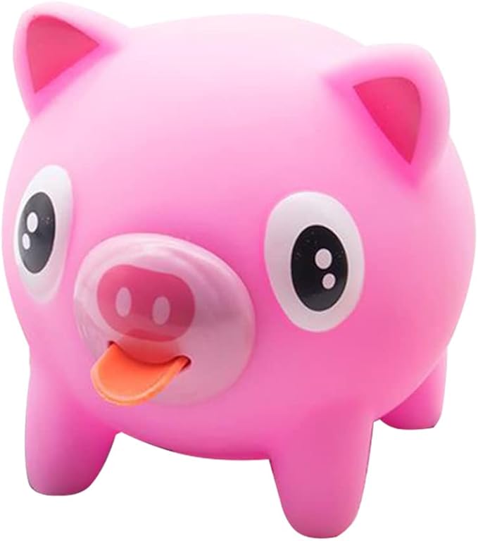 LUOZZY Stick Out Tongue Talking Toys Stress Anxiety Relief Pig Toy Party Favor Class Desk Decorations (Pink)