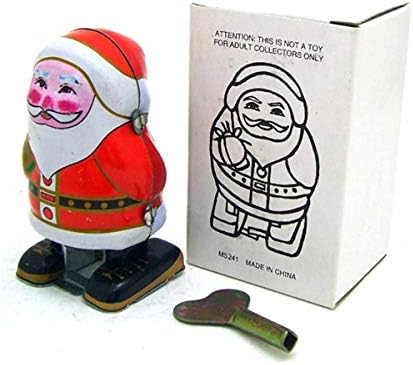 Charmgle Wind-Up Tin Toy Santa, Retro Walking Robot Adult Collection Clockwork Toy, Xmas Party Favor Toys Home Store Stage Decoration