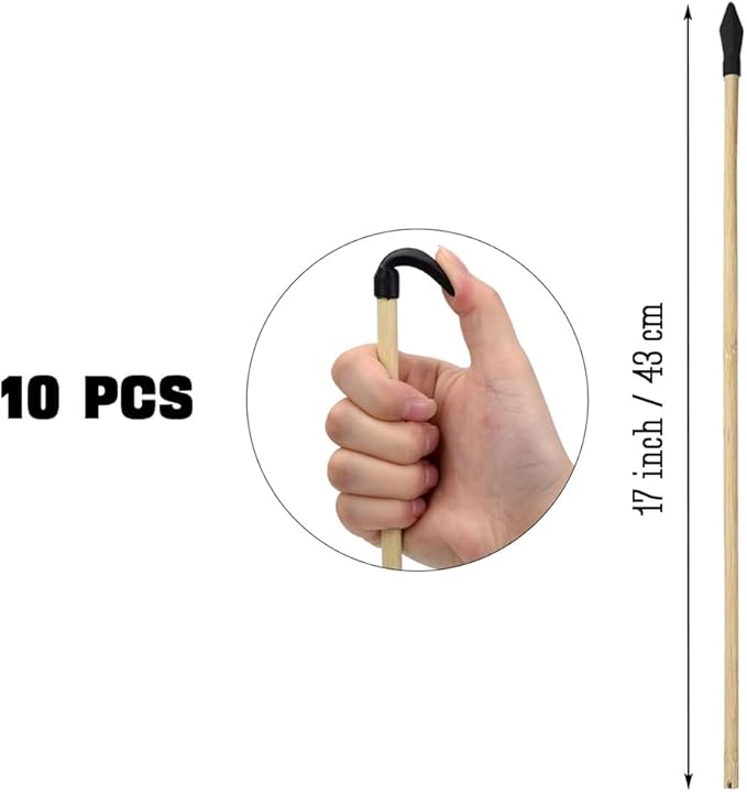 10 Pcs Wooden Arrows Soft Rubber Tips, 17 Inch Handmade Wooden Toy Arrow for Kids and Beginners, Archery Bows Outdoor Play Cosplay Costume Decoration
