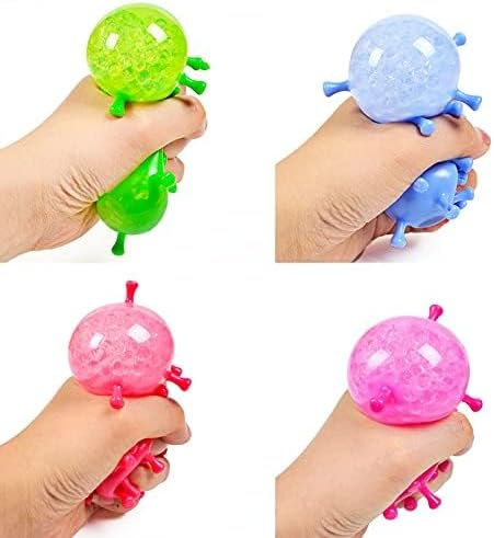 Pack of 8 Strange New Vent Toy Virus Ball TPR Decompression Vent Beads Hand Pinched Ball (Random Color)