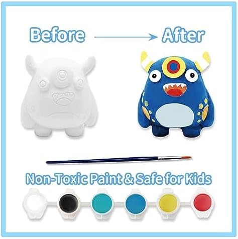 Funto Paint Your Own Space Kit Painting Kit, 13 PCS Crafts Set for Kids, STEAM Project Creative Activity DIY Toys with 6 Figurines, 6 Paint Pots, 1 Brush