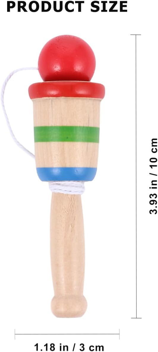 Garneck 5pcs Wooden Ball Cup Toss Game Hand Eye Coordination Balanced Catch Skill for Indoor Outdoor Parties and Birthday Gifts