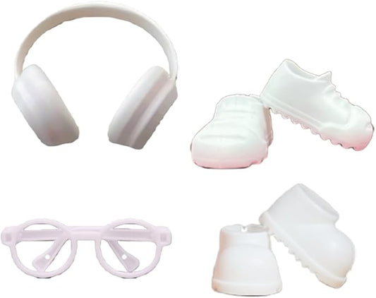 17cm Doll Accessory - 4pcs 17cm Doll Miniature Headphones Acrylic Material, Suitable for Photography and Display | Suitable for17cm Doll (4SET White)