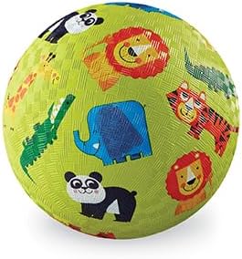 Crocodile Creek Playground Ball - Durable Rubber Ball for Kids Ages 3 and Up - Bouncy Inflatable Ball for Kickball, Indoor Games, and Outdoor Sports - PVC-Free - Jungle - 5-inch Diameter