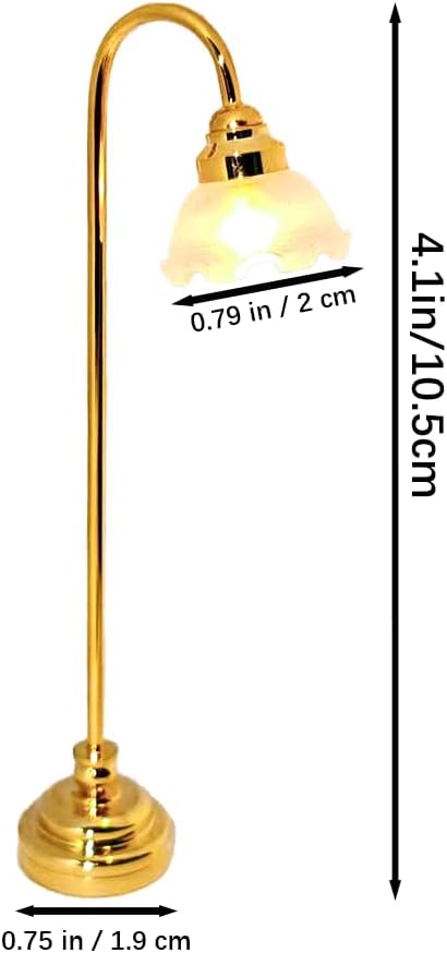 2 pcs Dollhouse Miniature Floor Lamps, 1:12 Scale LED Battery Operated Dollhouse Lights for Dollhouse Accessories