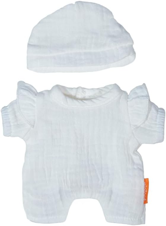 Miniland - Clothes for 8 1/4 inches Doll, Clothing Accessory for Dolls, Pajamas with Hat (White)