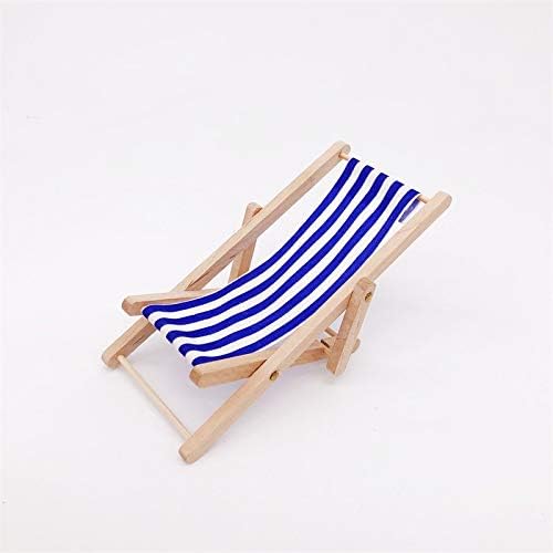 Dollhouse Decoration, Mini Wooden Folding Beach Sunbath Chair Longue Deck Chair Craft Dollhouse Accessories