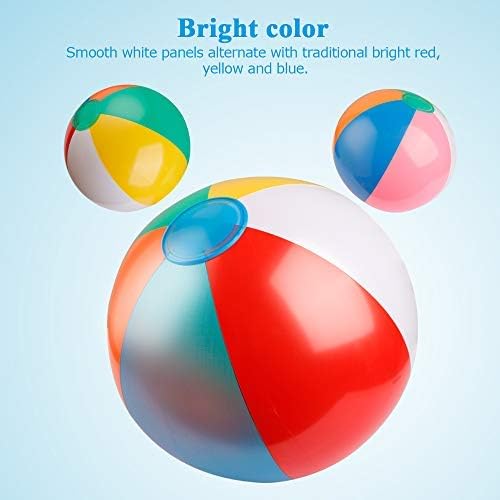 Coogam Inflatable Beach Ball Classic Rainbow Color Birthday Pool Party Favors Summer Water Toy Fun Play Beachball Game for Kid Boys Girls 8 to 12 Inches from Inflated to Deflated (10 PCS)