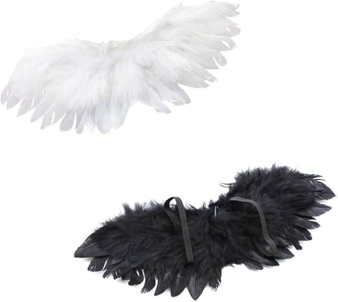 2 PCS Angel Wings for labubu 15/17 CM,Doll Clothes Accessories Set- White and Black Wings Set