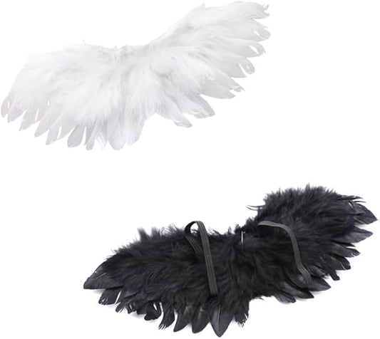 2 PCS Angel Wings for labubu 15/17 CM,Doll Clothes Accessories Set- White and Black Wings Set