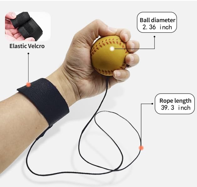 ZUYEE 4/8/16 Pack 2.36 inch Wrist Return Balls Baseballs on a String with Wristband - for Kids, Teens & Adults - Fun Sports Gift for Wrist Exercise Hand-Eye Coordination & Rebound Practice