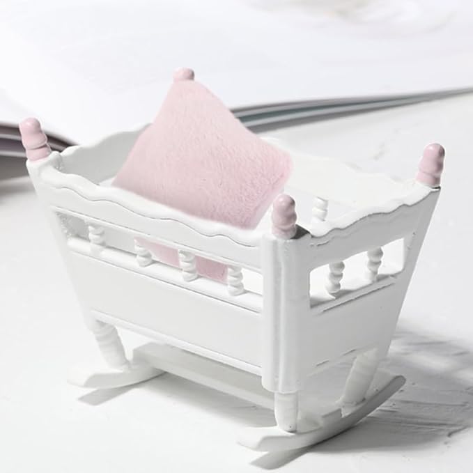 Vaguelly 4pcs Dollhouse Pillow Accessories Miniature Throw Pillows, Armchair, Bedding Set in Pink Flannel