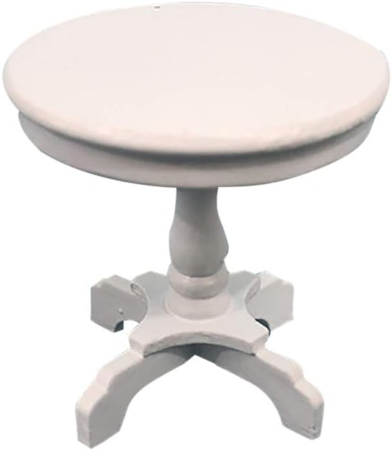 Dollhouse Decoration Accessories, 1:12 Dollhouse Furniture Miniature Wooden Round Side Table