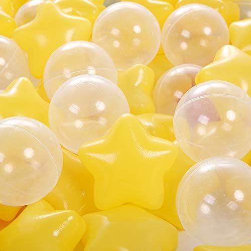 TRENDPLAY Star Ball Pit Balls for Toddlers -50 100 200 Count Star Balls Different Shapes, Non-Toxic Plastic Balls for Safe Play, Boys Girls Festival Party Decoration