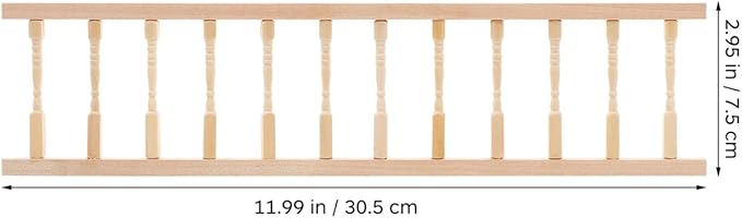 2PCS Dollhouse Railing Miniature Furniture - 1:12 Scale Wooden Stair woodHandrail Kit for DIY Fairy Doll House Accessories Victorian Dollhouse Micro Handrail