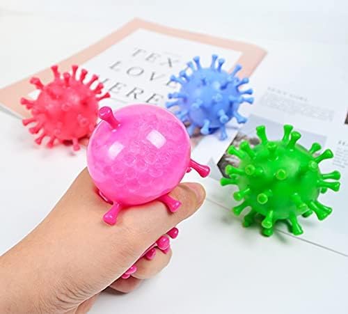 Pack of 8 Strange New Vent Toy Virus Ball TPR Decompression Vent Beads Hand Pinched Ball (Random Color)