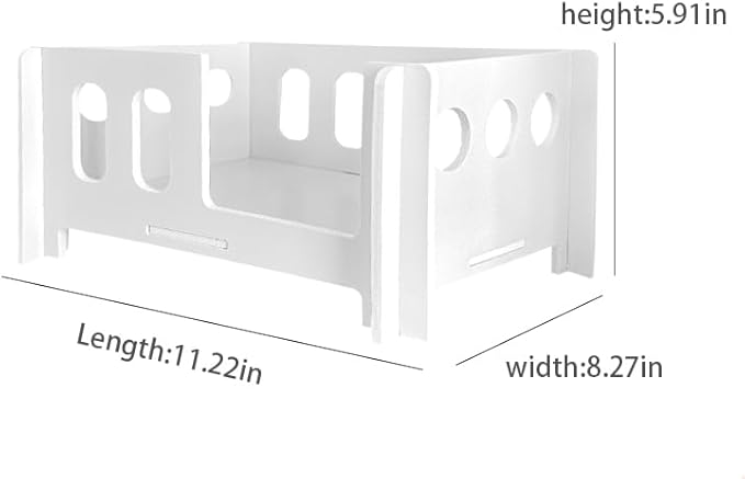 Miniature Bed for 17cm Dolls, Sturdy Plastic Fence Dollhouse Furniture, Washable Foldable Tiny Bed for Desktop Display and Bedroom Scene (White)（The Blankets are Chosen Randomly.）