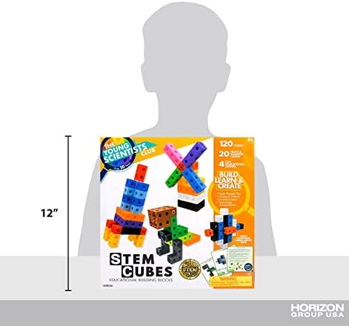 The Young Scientists Club STEM Cubes, Build, Learn & Create with 100+ Math Cubes Manipulatives, 4-in-1 Educational Games, Math Cubes for Kids Ages 4-8, Awesome Learn Through Play Toys