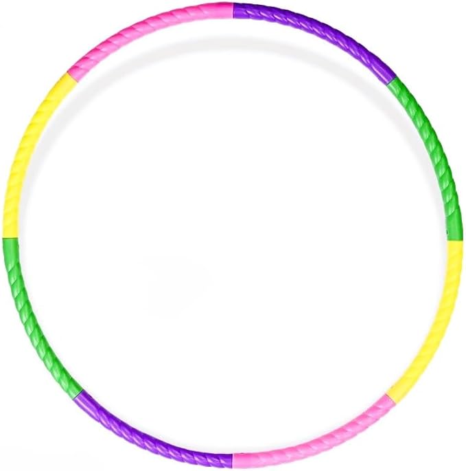Kids' Fitness Hoop - Beginner (3-12 Years) | Two Specs: 23.65"(7 Sections) / 27" (8 Sections) Adjustable Size/Weight | for Exercise, Games | Random Colors (Pink, Purple, Green, Yellow)