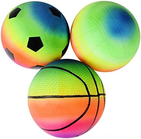 Rhode Island Novelty 6 Inch Rainbow Sports Vinyl Balls Set of 3 Assorted Designs May Vary