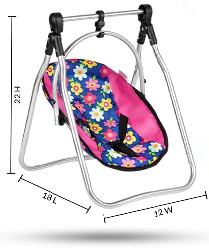 Fash N Kolor Doll Play Set 3 in 1 Doll Set, 1 Pack N Play, Doll Stroller, Doll High Chair Fits Up to 18'' Doll (Flower Swing)