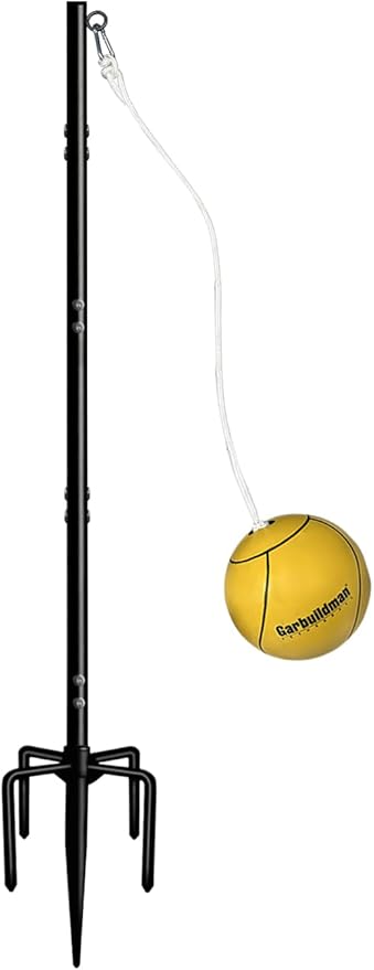 Garbuildman Tetherball Set with Ball & Rope for Outdoor Backyard, Adjustable Tether Ball Pole with Screw Reinforcement 5-Prong Base for Playground, Outside Ball Games Sports for Kids & Adults