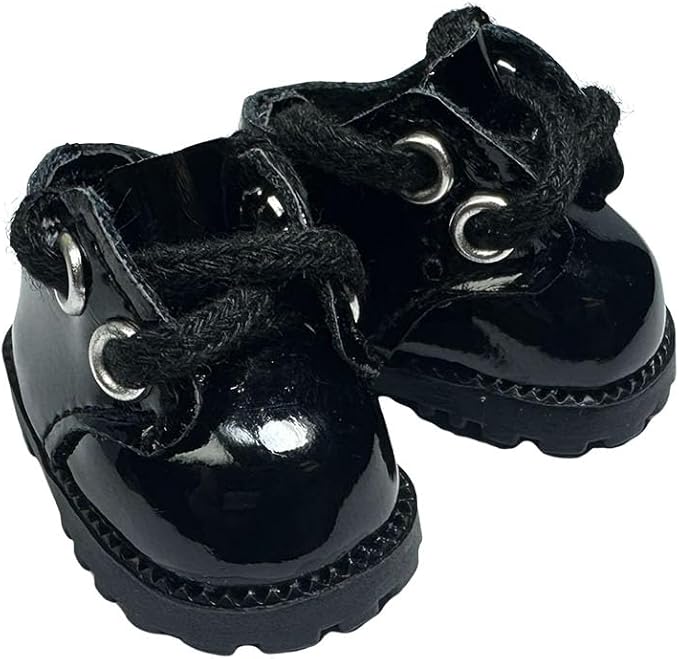 Premium Doll Shoes for Lububu, 15cm 17cm Dolls Accessories, Mini Leather Shoes Fashion Dress Up Doll Shoes Replacement (2, Oxford - Black & White)
