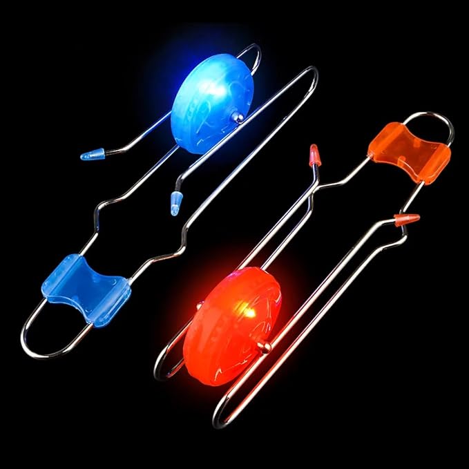 The Dreidel Company Light-Up Gyro Wheel, Yo-Yo Like Rail Twister with Sensory Spinning and Lighting Effects, Stocking Stuffers for Kids 8.5" Inches (4-Pack (Assorted))