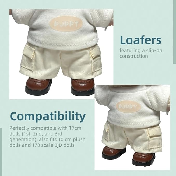 Premium Doll Shoes for Lububu, 15cm 17cm Dolls Accessories, Mini Leather Shoes Fashion Dress Up Doll Shoes Replacement (1, Loafer - Brown)