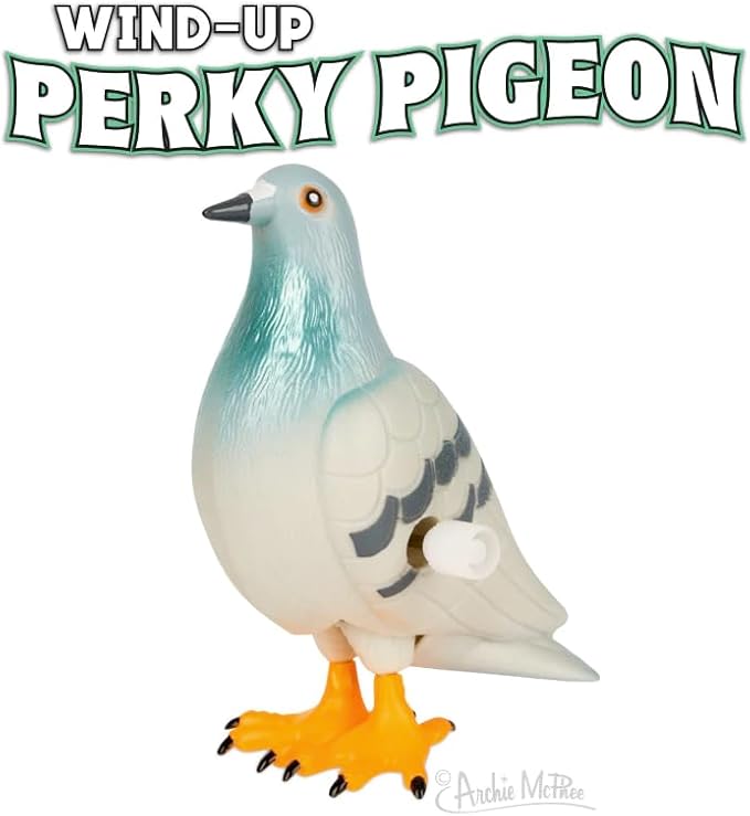 Accoutrements Archie McPhee Hilarious Wind-Up Perky Pigeon: Funny Novelty Gift 3-5/8" (9.2 cm) of Playful Skittering Fun - Bring Laughter with This Hard Vinyl Pigeon