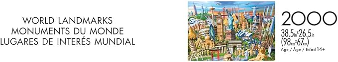 Buffalo Games - Adrian Chesterman - World Landmarks - 2000 Piece Jigsaw Puzzle for Adults - Challenging Puzzle Perfect for Game Nights - Finished Size is 38.50 x 26.50