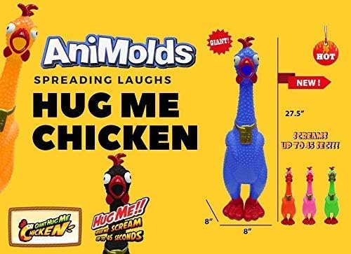 Animolds Hug Me Giant Rubber Chicken- Huge Stress Relief Screaming Chicken Toy | Screams Up to 45 Seconds- Novelty Gag and Prank Toys | Funny Toys Gifts for Christmas Stocking Stuffers for Kids Adult